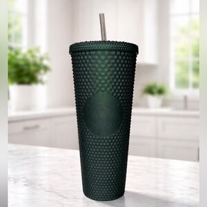 Starbucks Matte Dark Green Studded Venti Cold Cup Tumbler, 24 oz